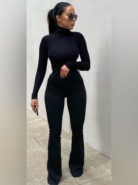 Fashion Nova Black High-Waist Flared Pants